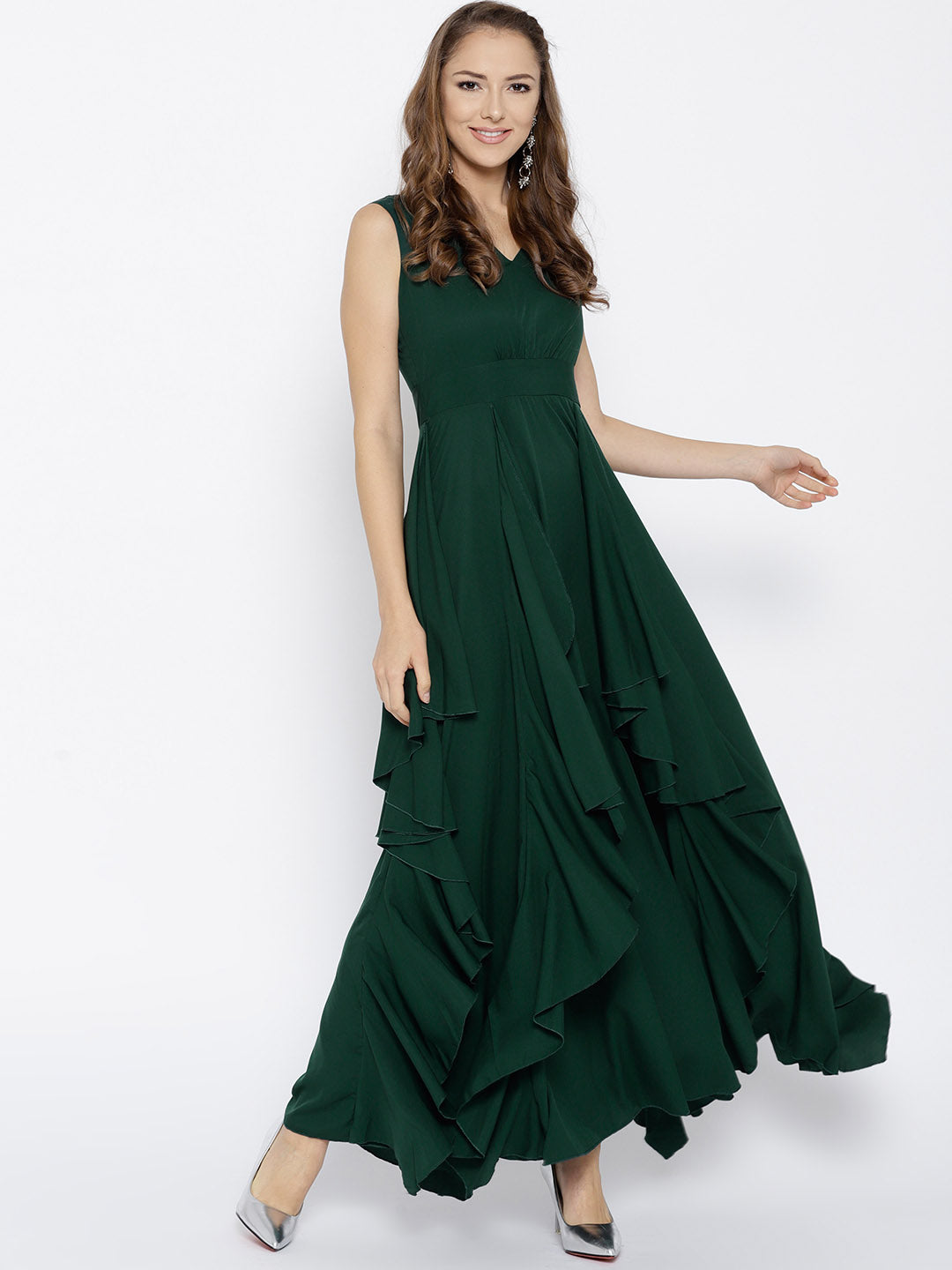 Green Solid Maxi Dress – Berrylush